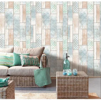 

European Style Wallpapers Waterproof PVC Vinyl Wall Paper Roll For Coffee Shop Texture Feature Wood Grain Wallcoverings 10M