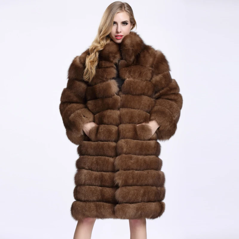 100% Natural Animal Fur Coat Thick Warm Fox Fur Fashion Coat Woman ...