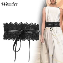 Женский модный кружевной кожаный широкий пояс с эластичной резинкой на талии с бантом и пряжкой, широкий ремень, ремень, пояс, аксессуары для платья