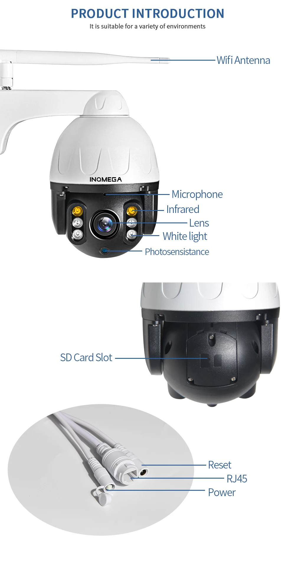 Sectec 1080 P WiF камера 2MP IP камера беспроводная PTZ скорость Купол CCTV Открытый ИК ONVIF камера видеонаблюдения водонепроницаемый C