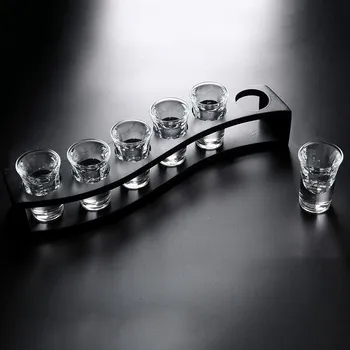

6 Pcs Shot Glass Set With Rack Mini Bullet Cup Household Bar Club Lead Free Firewater Liquor Wine Verre Pint Glasses Una Tazza