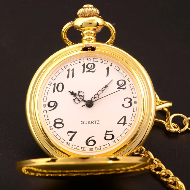 Vintage Steampunk Retro Elegant Gold Quartz Pocket Watch Men Necklace