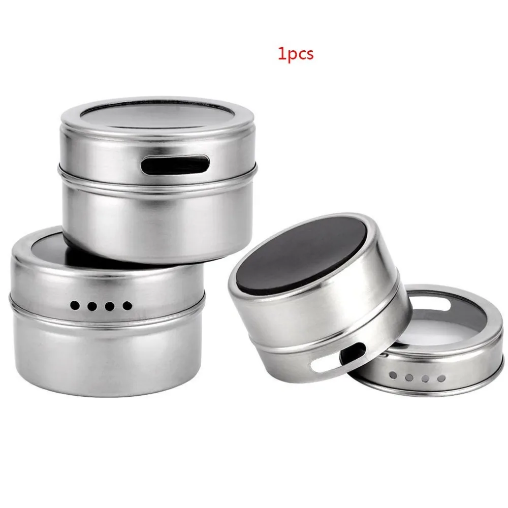 Stainless Steel Visible Seasoning Jar Magnetic Barbecue Seasoning Box Kitchen Spice Jar Stainless Steel Tank