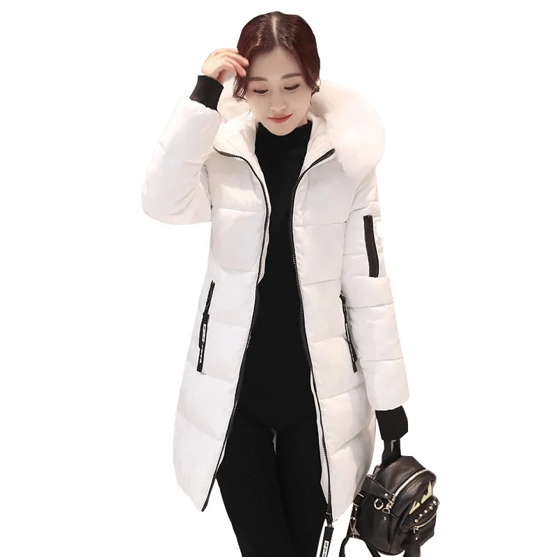 2019 Winter Woman Parka Fur Collar Hooded Warm Coat Plus Size Cotton-padded Clothes Female Wadded Long Jacket Snow Outwear | Женская