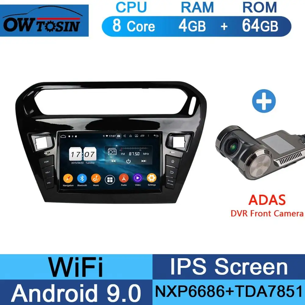 " ips 8 Core 4G ram+ 64G rom Android 9,0 автомобильный dvd-радио GPS для peugeot 301 Citroen Elysee радио 2013- DSP CarPlay Parrot BT - Цвет: 64G Adas Camera