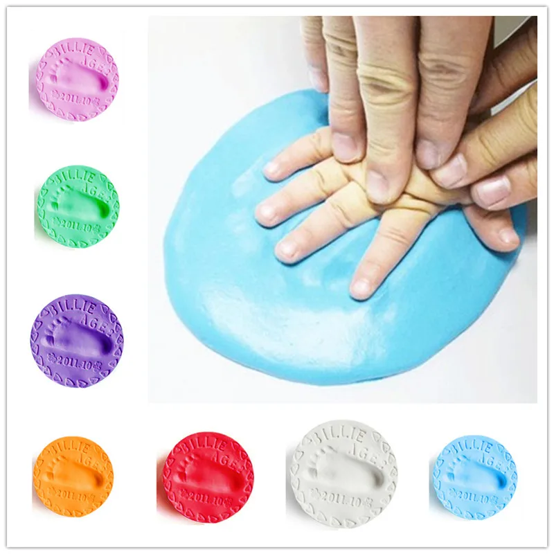 

Baby Care Air Hand Foot Inkpad Drying Soft Clay Baby Handprint Footprint Imprint Casting Parent-child Hand Inkpad Fingerprint40g
