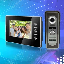 7 pulgadas a color con cable video de la puerta sistema de intercomunicación teléfono con RFID COMS IR al aire libre cámara de vídeo timbre de la puerta para el hogar Envío rápido libre