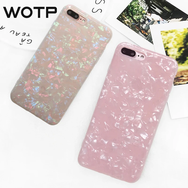 

WOTP Colorful Conch Shell Phone Case For iphone 7 Plus Fashion Candy Color Soft IMD Back Cover For iPhone X 6 6S 7 8 Plus Fundas