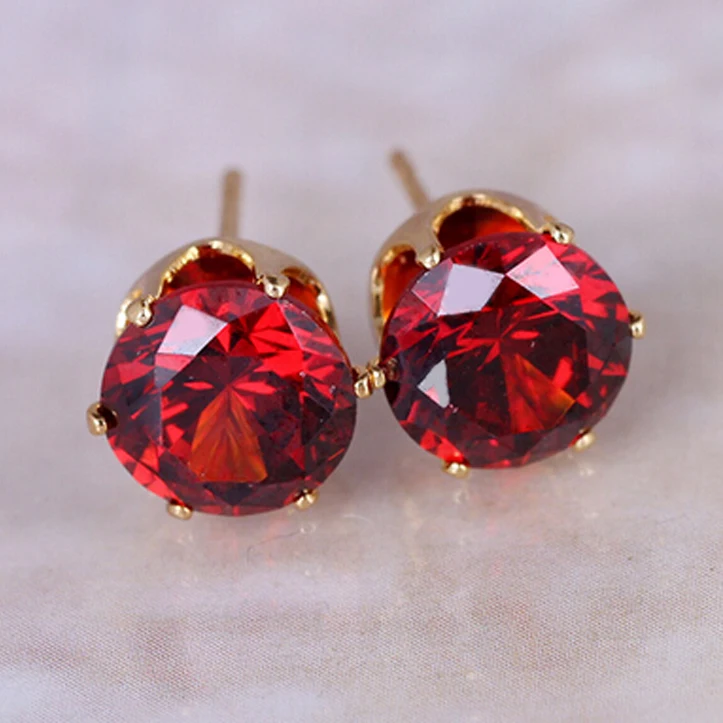

Wholesale Top Brand Design Gold-color Red Crystal Zircon Stud Earrings Elegant Earrings Jewelry for women