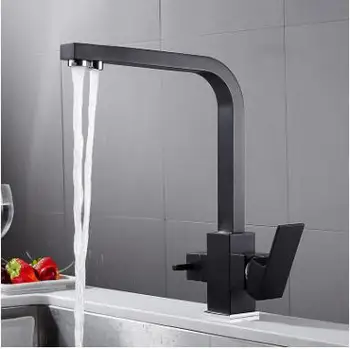 

Black hot and cold kitchen three with water purifier faucet