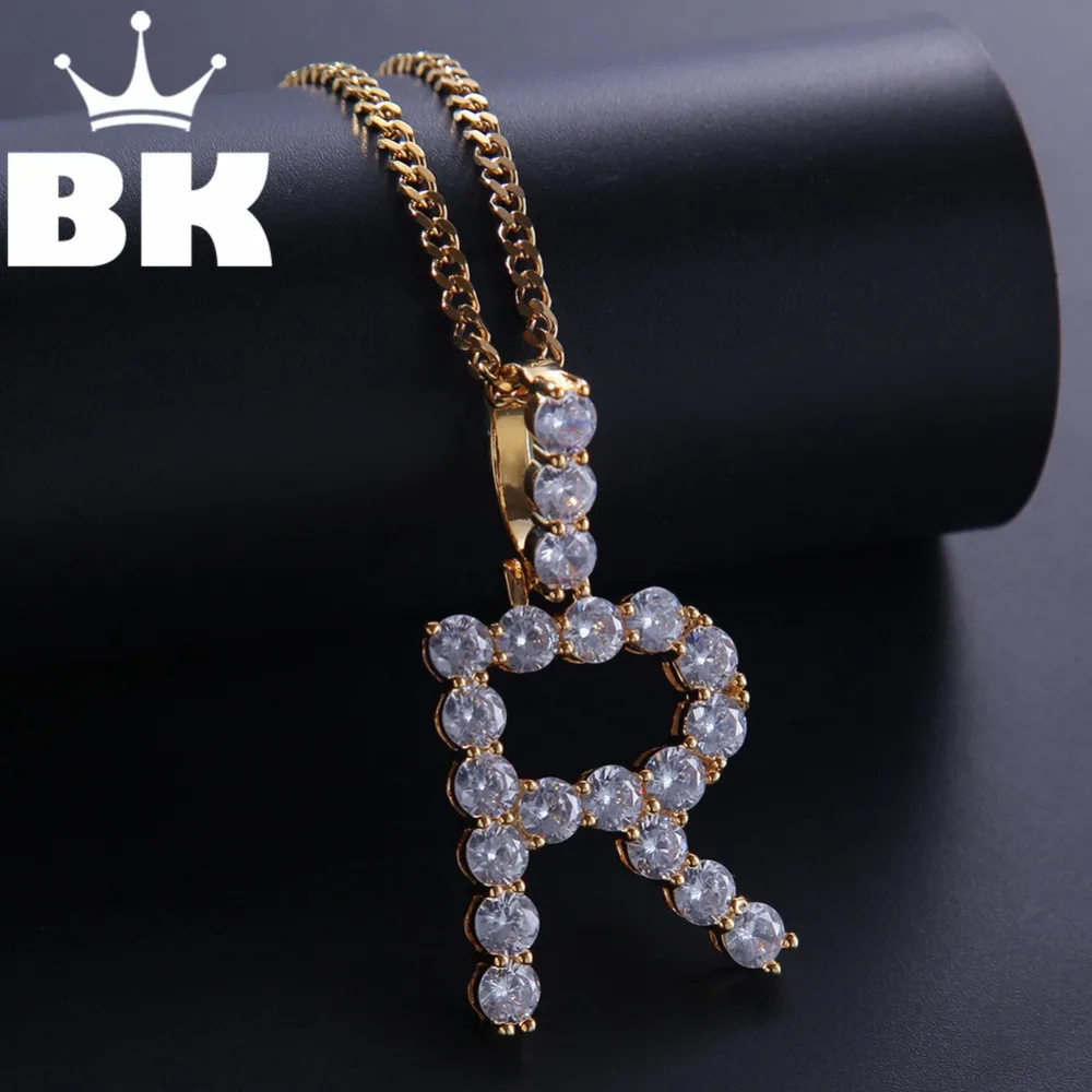 

THE BLING KING A Row Of Zircon Bubbles Initial Letter Pendant Necklace Iced Out Cubic Zirconia Mens Women Jewelry