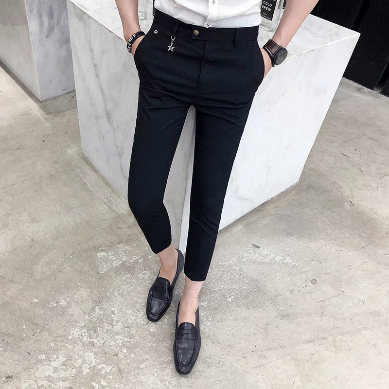 2018 Summer New Slim Cone Gentleman Stripe Feet Nine Business Casual Pants Personality Fashion Classic Influx Urban Hair Stylist 2018 Summer New Slim Cone Gentleman Stripe Feet Nine Business Casual Pants Personality Fashion Classic Influx Urban Hair Stylist