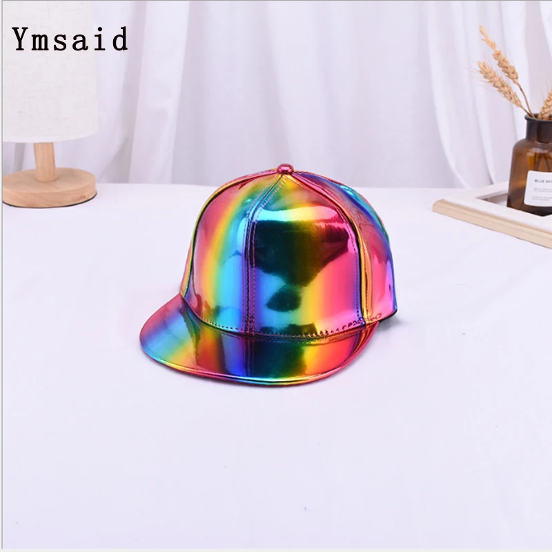 

Fashion Creative Rainbow Discoloration Baseball Cap Men Hip Hop Cool Street Dance Hat Casquette Women Leather Snapback Hat