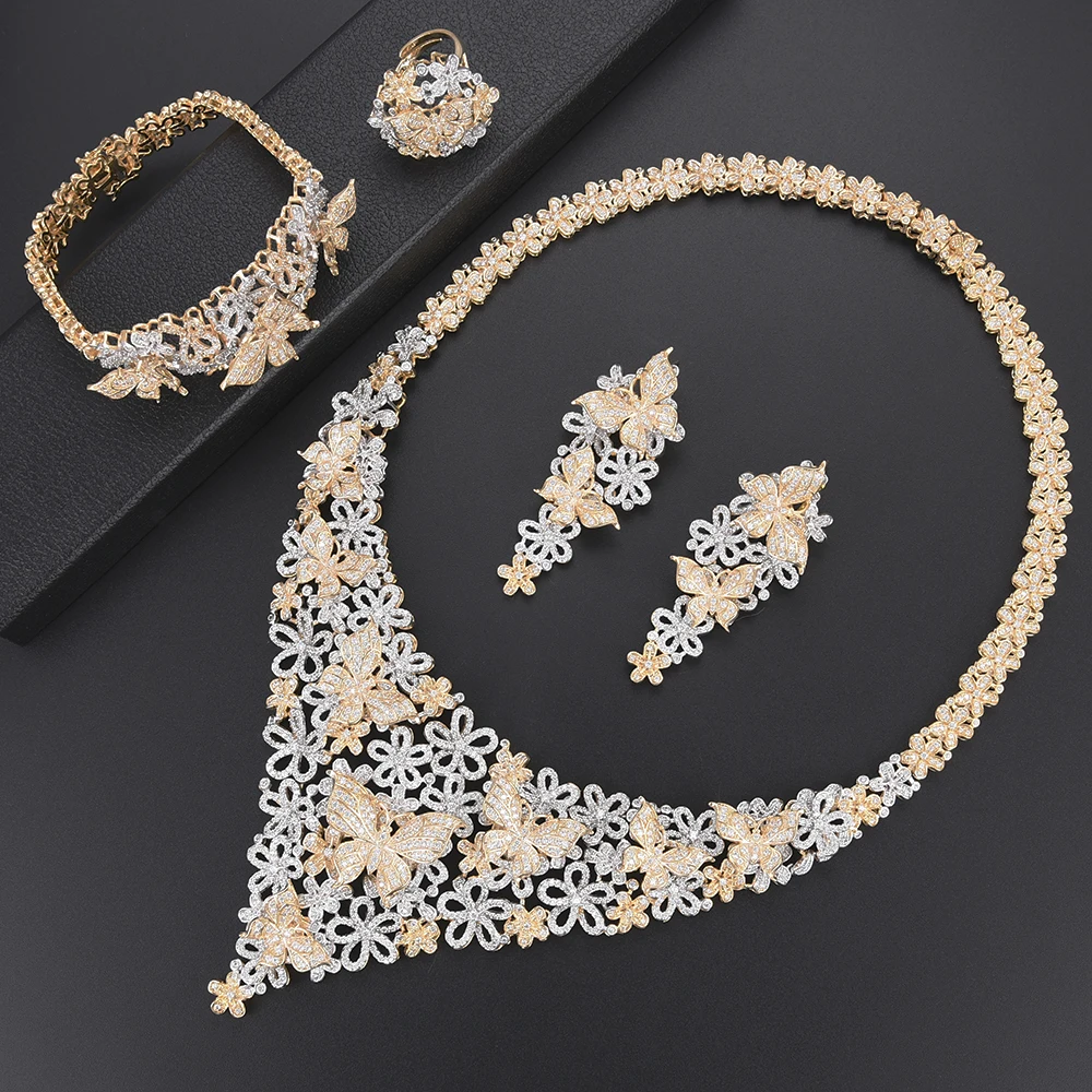 

missvikki Top Hot AAAAA CZ Wedding Jewelry Set Women Actor Dancer Stage Performance Party Show Jewelry Set 4 pcs Accessories