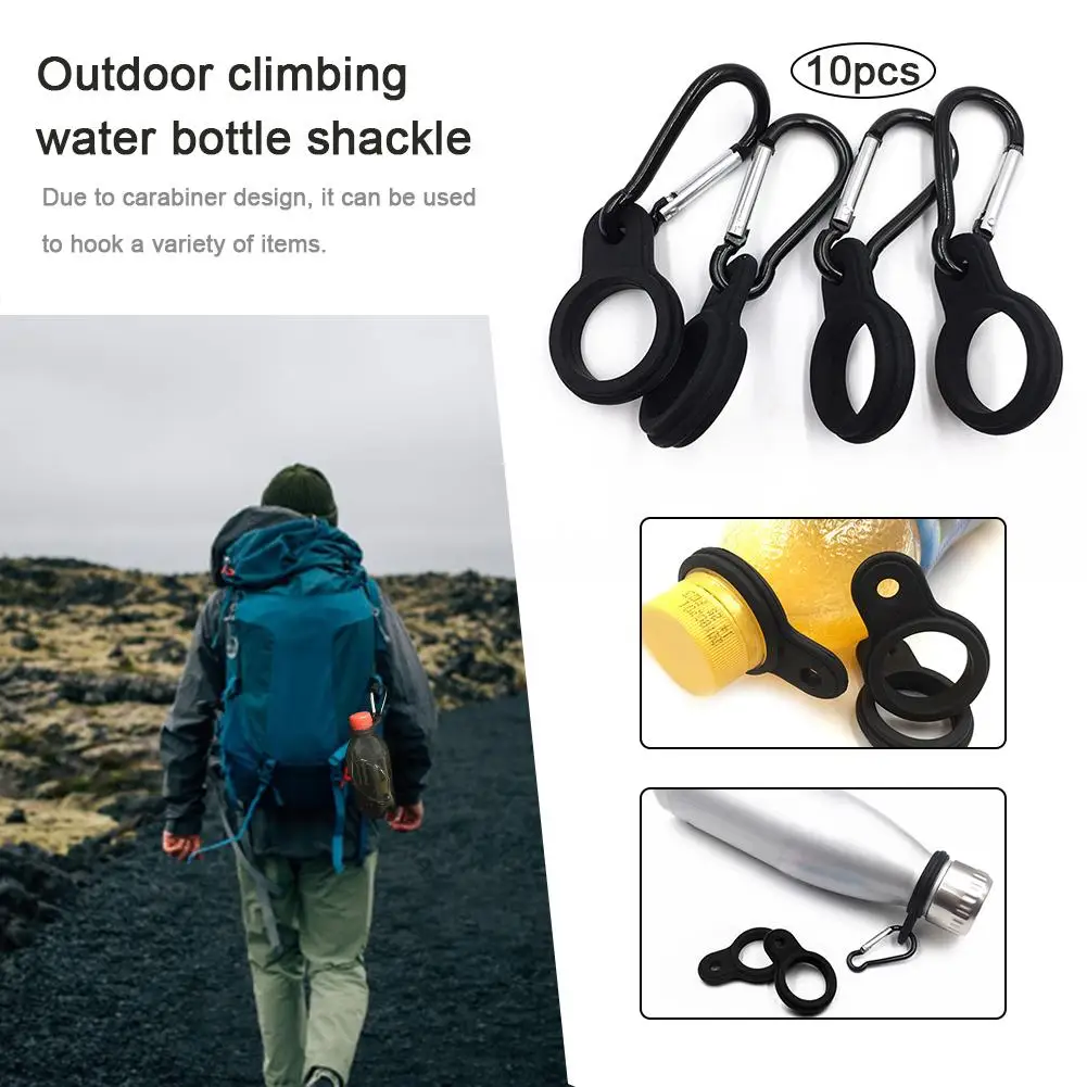 10Pcs Outdoor Climbing Water Bottle Hang Buckle Coke Silicone Carrier Carabiner Clip For Outdoor Activities Daily Use