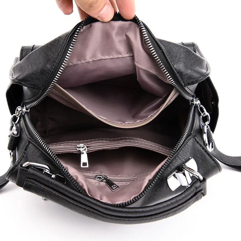 Женский рюкзак 3 в 1, высококачественный кожаный рюкзак на молнии для девочек-подростков, модная школьная сумка на плечо, рюкзак Mochila