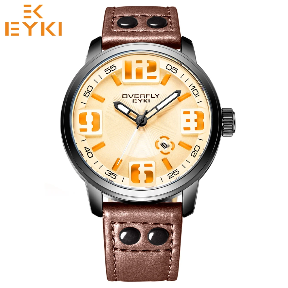 

EYKI Men Waterproof Army Calendar Day Date Sport Watches Man Luxury Brand Watch Luminous Quartz Wristwatch Relogio Masculino