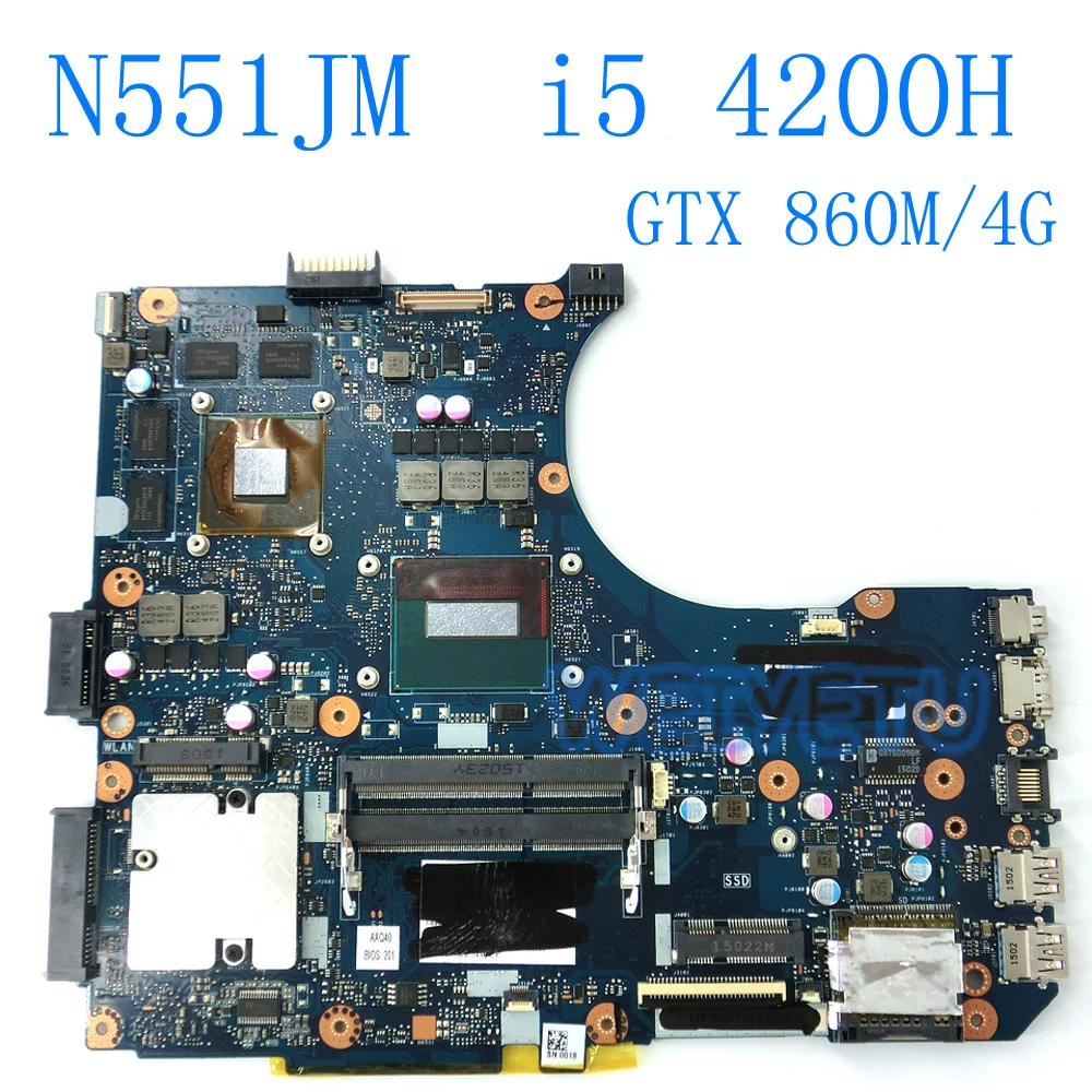 N551JM материнская плата i5-4200HQ GTX860M 4G RAM для ASUS G551JM ноутбука Тест 100% |
