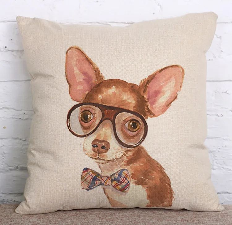 Милый Кот, собака, животное, хлопок, лен, декоративная наволочка для офисного стула, винтажный домашний декор, диванная подушка, чехол