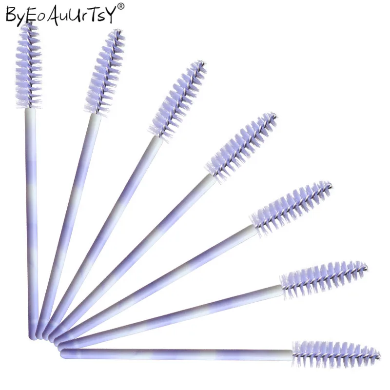 100pcs Disposable Mascara Wands Applicator Spoolers Eye Lashes Cosmetic Brush Eyelash Brushes Makeup Brushes Light Purple        (2)