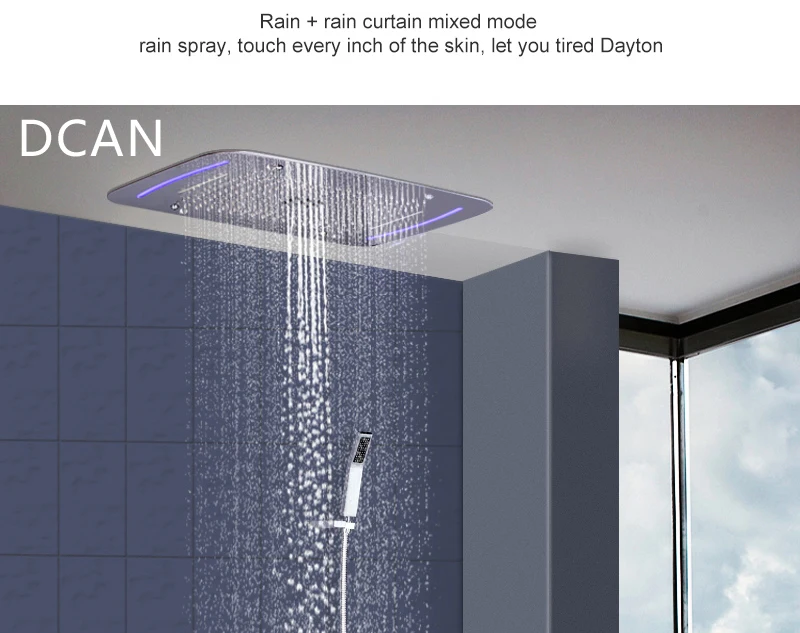 Bathroom Shower Set Accessories Faucet Panel Tap Thermostatic Mixer LED Ceiling Rainfall Shower jet System Led Mist Rain Shower (10)
