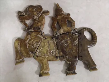 

Chinese old Jade carving cavalryman Jigsaw decoration