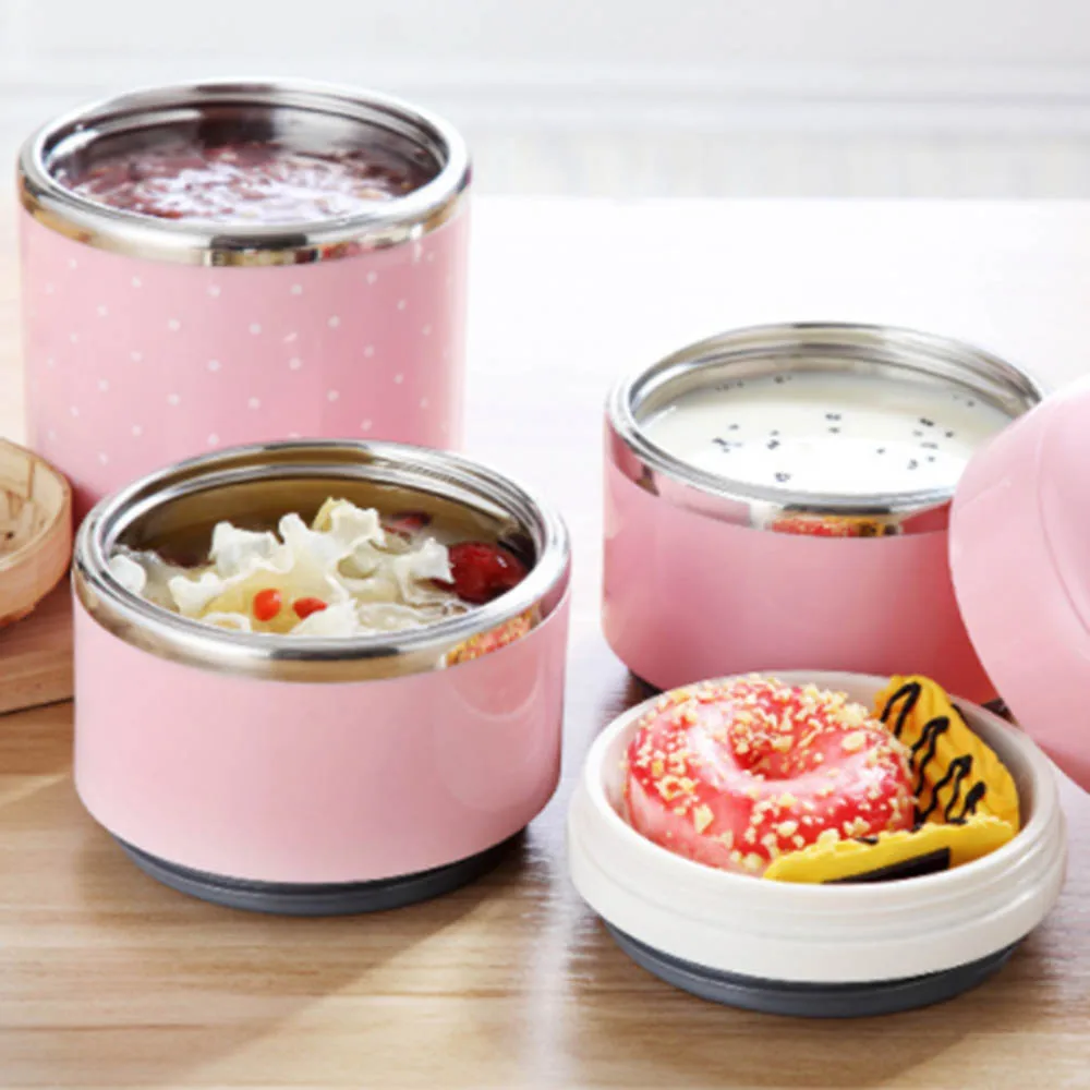 

Pink Thermal Lunch Box Cute Mini Japanese Bento Box Stainless Steel Food Storage Container Leak-Proof Food Case Picnic Box