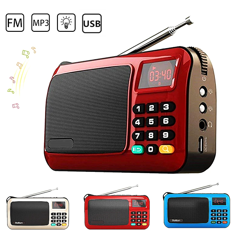 

Mini Portable Radio Rolton W405 Rechargeable Handheld FM MP3 Music Player Speaker USB TF Radio Set Receiver With LED Display