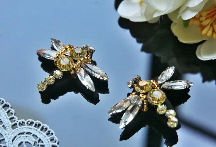 Yellow dragonfly beaded patches applique patches for clothing patch Yellow dragonfly beaded patches applique patches for clothing patch