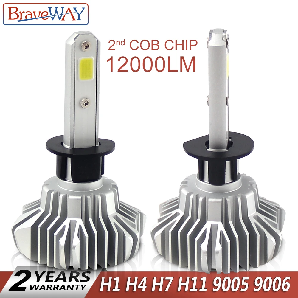 

BraveWay H1 H4 H7 H8 H11 9005 9006 HB3 BH4 LED Bulb for Auto Led Headlight for Car Headlamp 12000LM 6500K 80W 12V Car Light(LED)