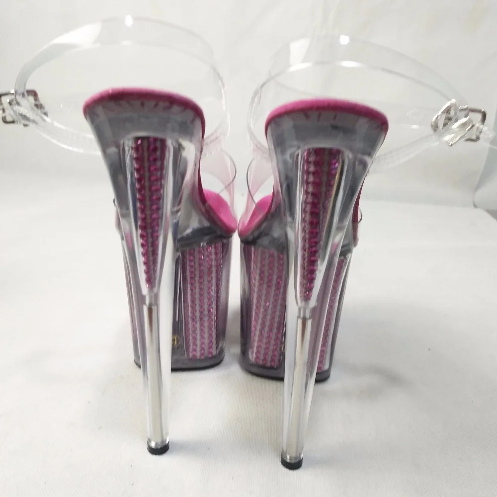 New sexy gladiator style 20 cm high heels, transparent platform sandals, 8 inch dancing shoes