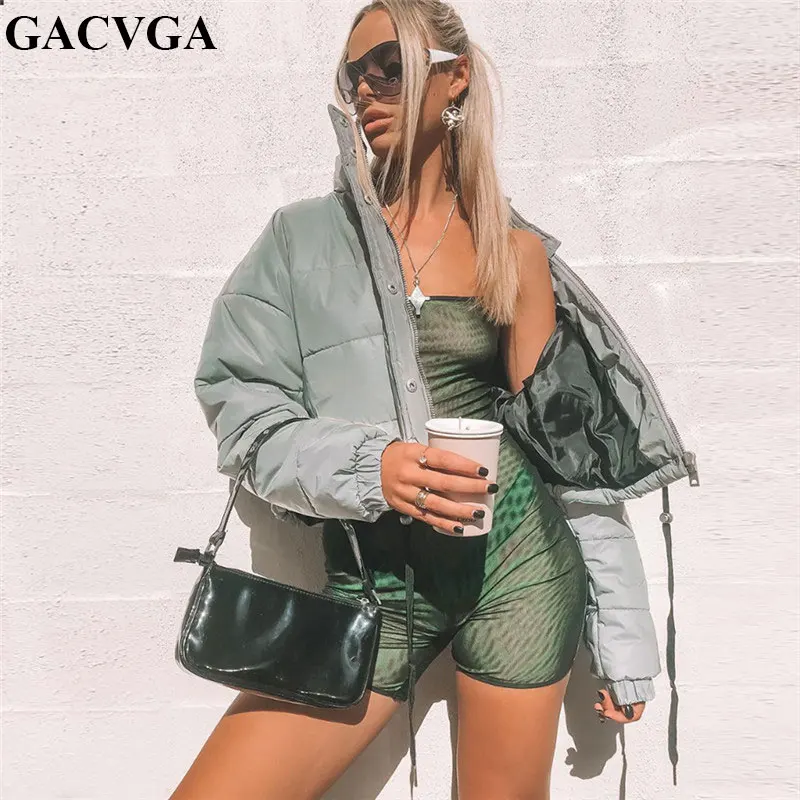 Женская уличная ветровка GACVGA короткий утепленный светоотражающий жакет 2019 |