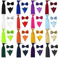 Для мужчин сатин однотонный Галстук Bowtie Pocket Square Set бабочку платок галстук много BWSET0501