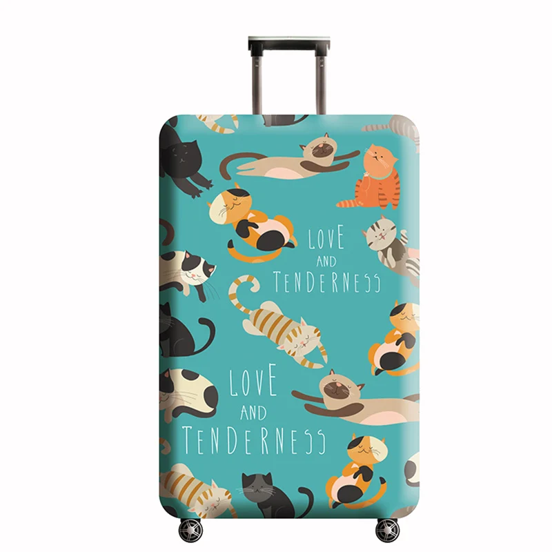 Защитный чехол для путешествий, чемодан с милыми животными защитный чехол, растягивающийся пылезащитный чехол 18-32 дюймов, чехол для чемодана аксессуары - Цвет: Cyan lying cat