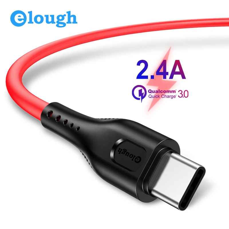 

Elough Elastic USB Type C Cable For Xiaomi Huawei Samsung S9 Plus 2.4A Fast Charge Data Cable Mobile Phone USB-C Charging Cord