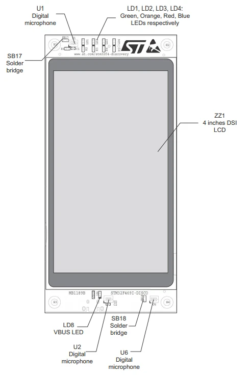 STM32F469 плата обнаружения 32F469IDISCOVERY с MCU STM32F469NI встроенный ST-LINK/V2-1 отладчик и 4 дюймов TFT емкостный сенсорный ЖК-дисплей