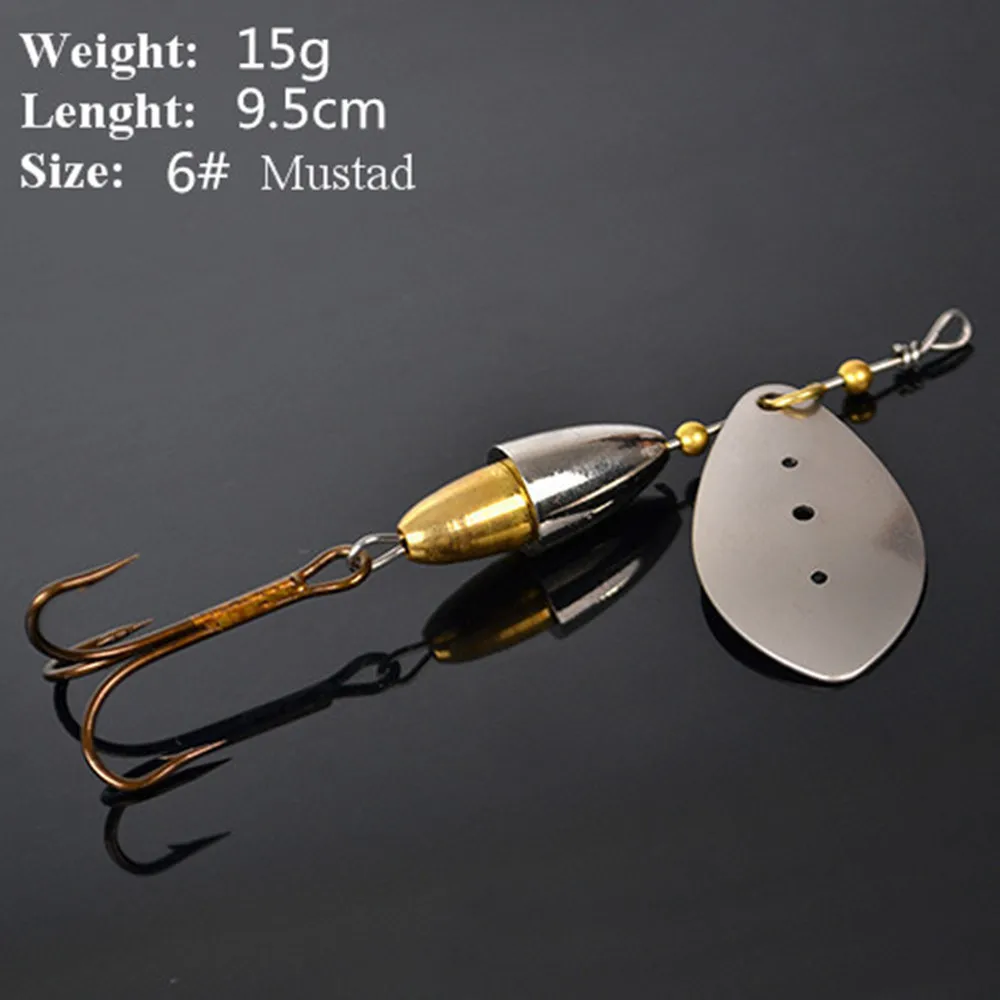 

FISH KING 1 PC 15g 9.5cm Fishing Lure Spoon Lure Noise Sequin Paillette Carp Hard Fishing Baits With 6# Treble Hook Lure
