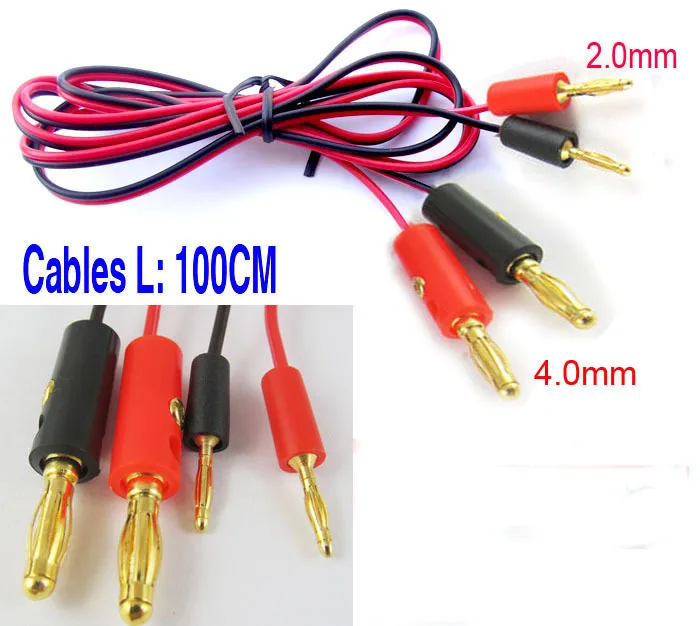 

4 pairs Gold 2mm Banana Plug to 4mm Banana Plug Cable for Test Probes Meter