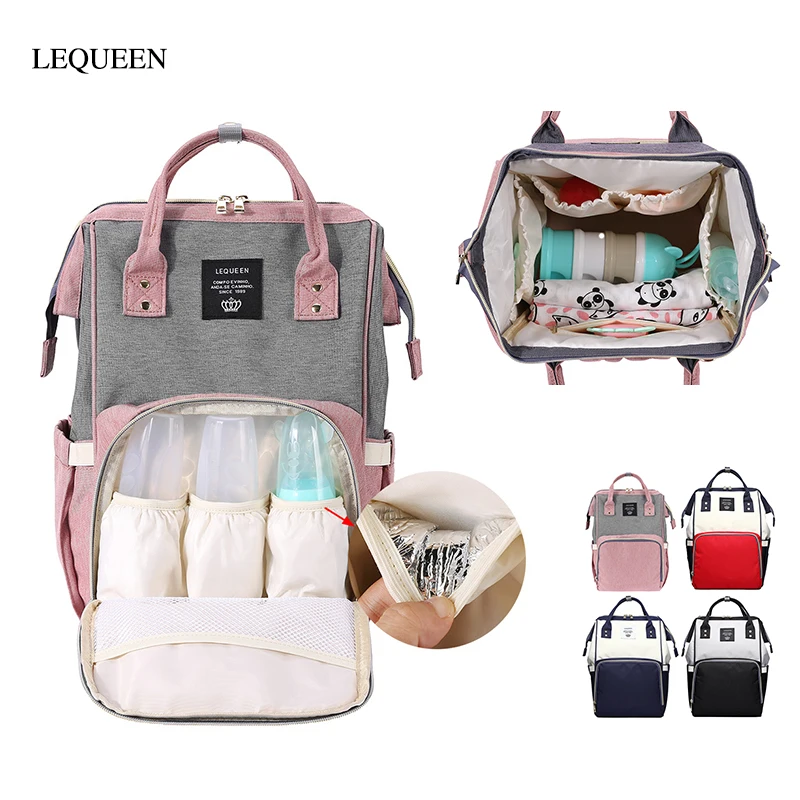 

LEQUEEN Mummy Bag Multifunctional Travel Backpack Nursing Handbag Large Capacity Splicing Color Mummy Diaper Bags Baby Care