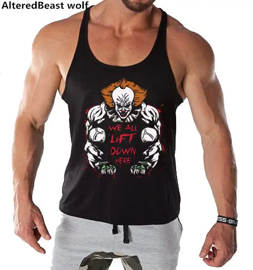 

Brand New Men Bodybuilding Tank Tops Joker Print Fitness Sleeveless Vest Men Singlet Cotton Shirts Workout Stringer men clothing