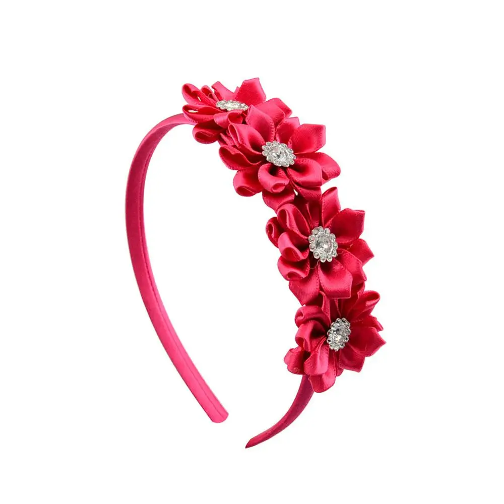 rose red Ruoshui для маленьких девочек Цветочная повязка на голову, Детские аксессуары для волос повязка на голову с цветочным принтом ободок-Тиара для волос принцессы повязки на голову - Цвет: rose red