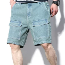 Летние мужские джинсовые шорты, облегающие мужские джинсы, уличная одежда, хип-хоп шорты, мужские повседневные шорты ABZ431