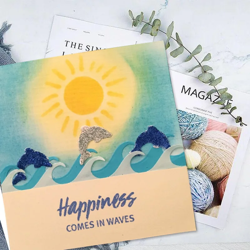 

Sea wave Frame Background Dies Metal Cutting Dies Frame for DIY Scrapbooking Card Album Embossing Crafts Die Cut new 2019