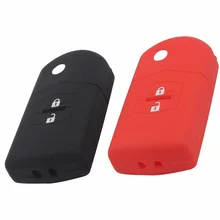 Vermelho preto 2 Botões de Silicone Chave Do Carro Caso Capa Para Mazda 2 3 5 6 M5 CX7 CX9 RX Virar Chave Auto Caso Chave de Silicone Capa Shell