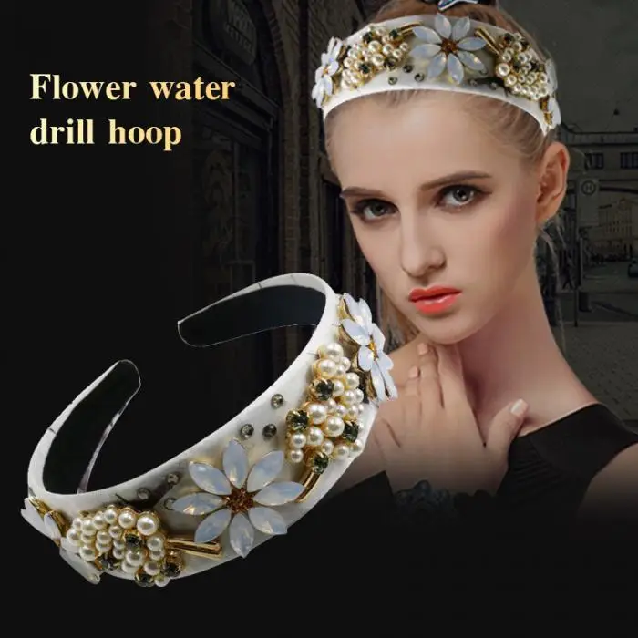 1Pc Women Hairband Luxury Rhinestone Floral Crystal Decor Headwear TY66
