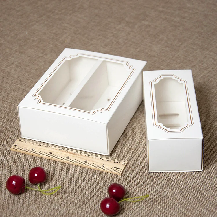 Белая коробка макарон с прозрачным окном десертные макароны Кондитерские упаковочные коробки в 2 размерах