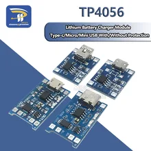 Mini micro bateria de lítio tipo-c, placa de carregamento com proteção dupla tipo-c usb 5v 1a 18650 tp4056 funções 1a íon-lítio