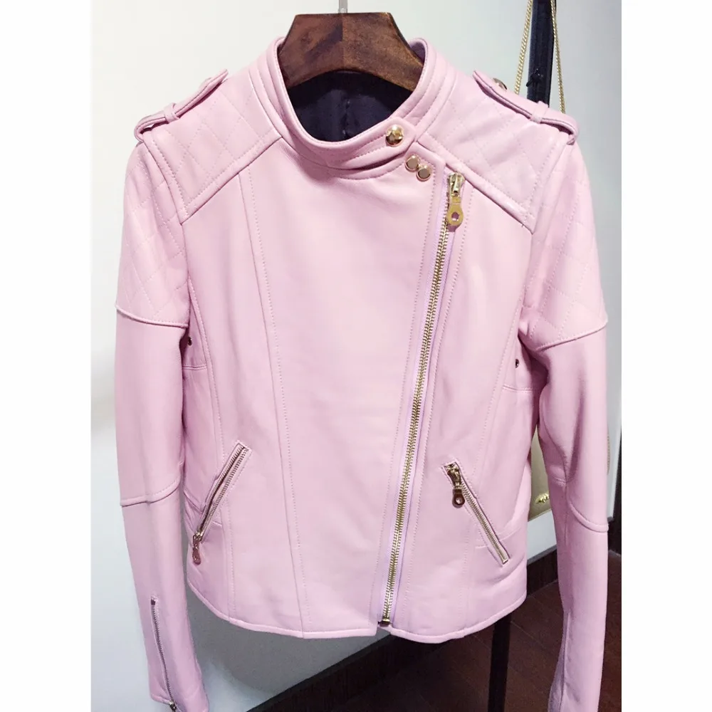 Sheepskin coat leather suede women genuine sheepskin coat pink coat new