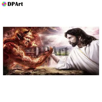

Diamond Painting Full Square/Round Religion Sacred Heart of Jesus Pictures Fight with Monste RDaimond Embroidery Painting M943