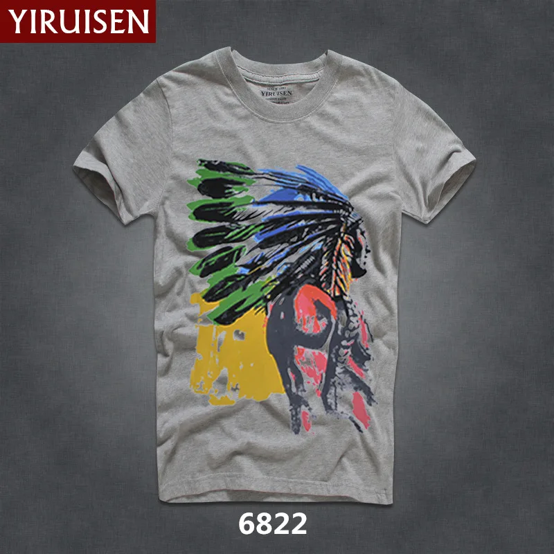 YIRUISEN брендовая одежда модная индийская Футболка с принтом Мужская футболка с коротким рукавом хлопок мужские футболки Masculinas - Цвет: 6822